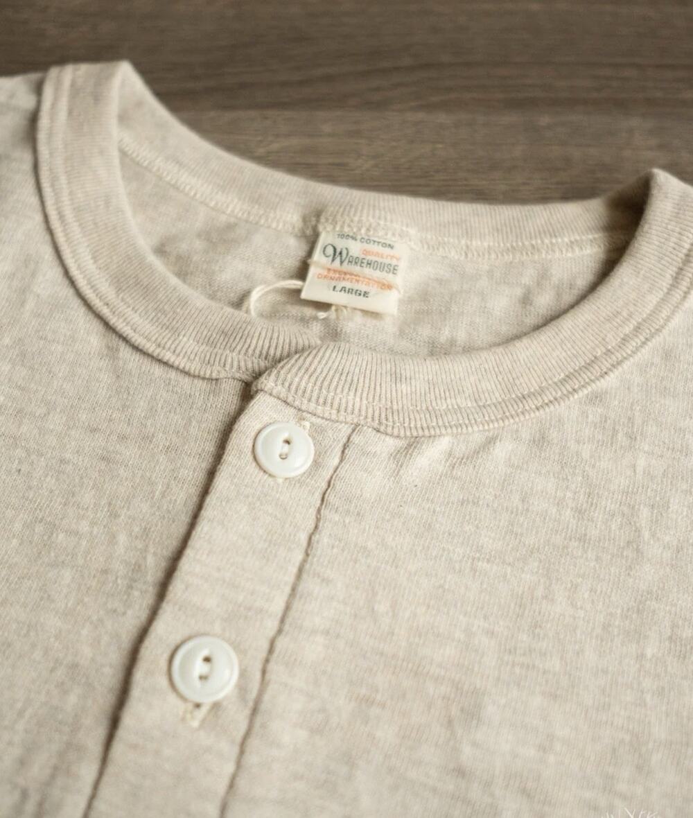 Warehouse & Co 4601 Henley T-Shirt - Oatmeal size Large